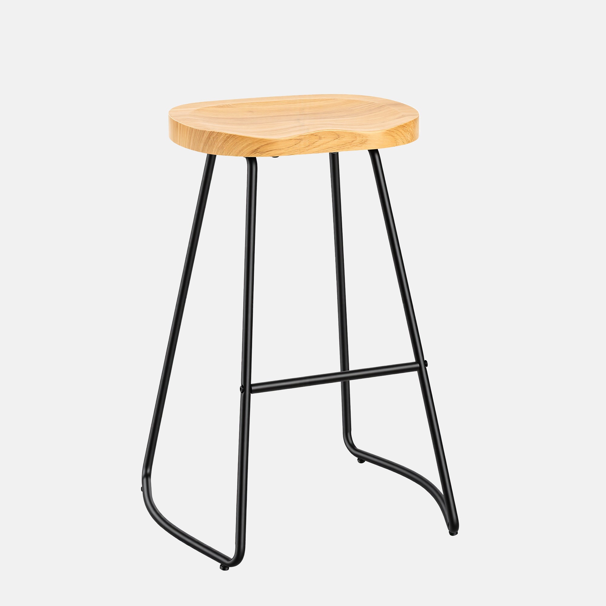 Sweetcrispy Wooden Counter Height Bar Stool with Metal Frame & Footrest