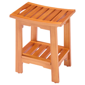 Sweetcrispy Teak Shower Bench, Adjustable Shower Stool with Non-Slip Seat for Bathroom, Tub, Spa and Outdoor Use