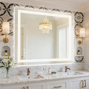 Sweetcrispy Rectangular LED Bathroom Mirror with Anti-Fog & Touch Control