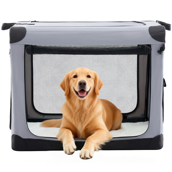 Sweetcrispy Portable Foldable Dog Crate, Soft-Sided Pet Carrier with Mesh Panels
