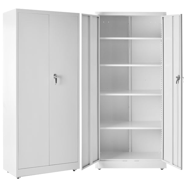 Sweetcrispy Lockable Metal Storage Cabinet with Wheels and Adjustable Shelves