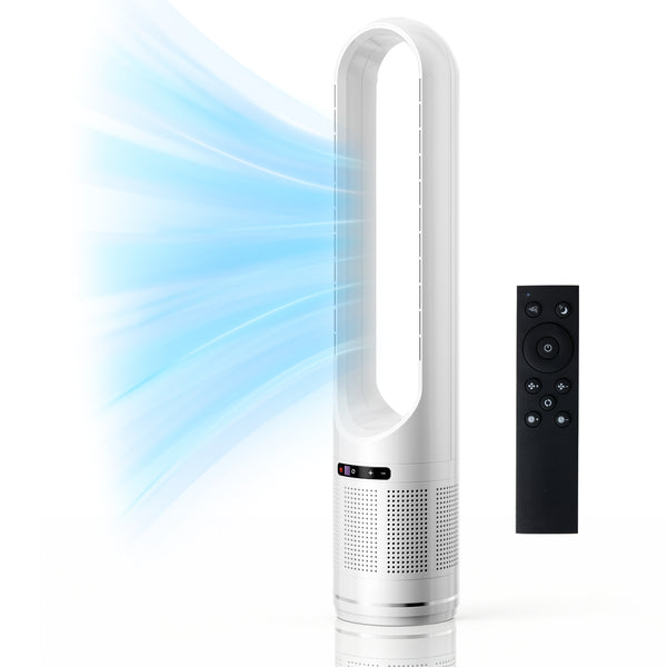 Sweetcrispy Tower Fan with 8 Speeds, 80° Oscillating Bladeless Fans with Remote Control