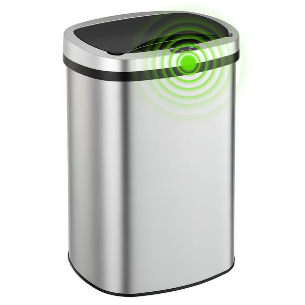 Sweetcrispy 50L Automatic Trash Can, Stainless Steel with 7" Smart Sensor Lid