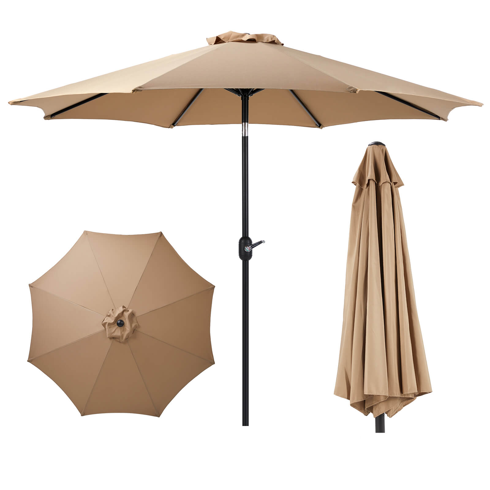 Sweetcrispy Patio Sunshade, 9 Feet with 8 Bones for Patios, Pools – sweetcrispy