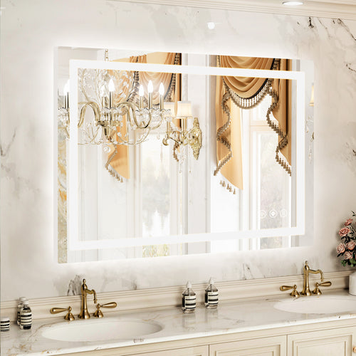 Sweetcrispy Rectangular LED Bathroom Mirror with Anti-Fog & Touch Control