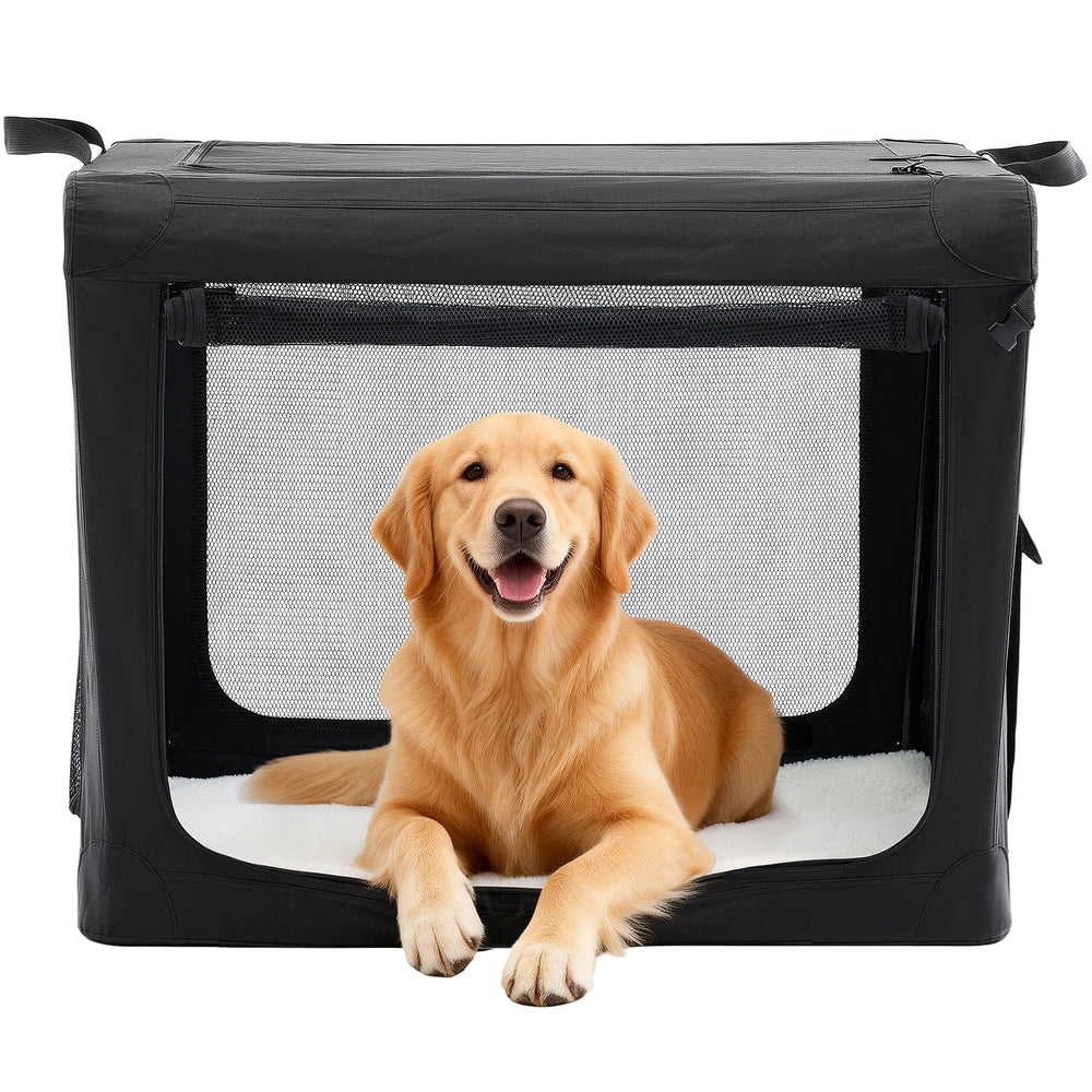 Sweetcrispy Portable Foldable Dog Crate, Soft-Sided Pet Carrier with Mesh Panels