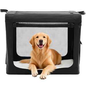 Sweetcrispy Portable Foldable Dog Crate, Soft-Sided Pet Carrier with Mesh Panels