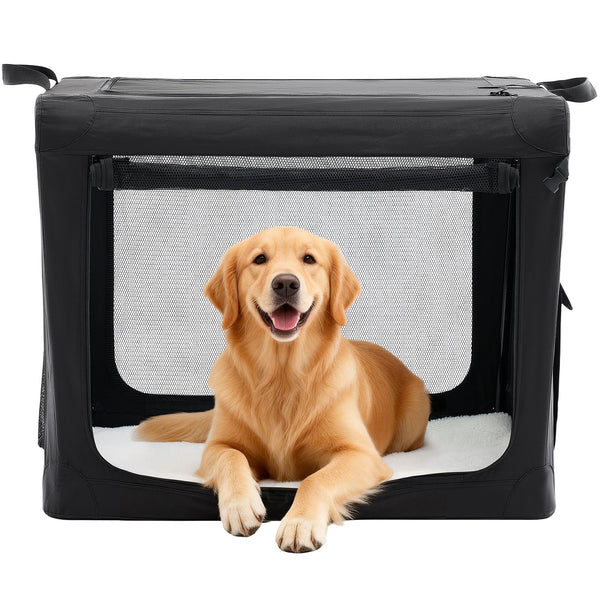 Sweetcrispy Portable Foldable Dog Crate, Soft-Sided Pet Carrier with Mesh Panels