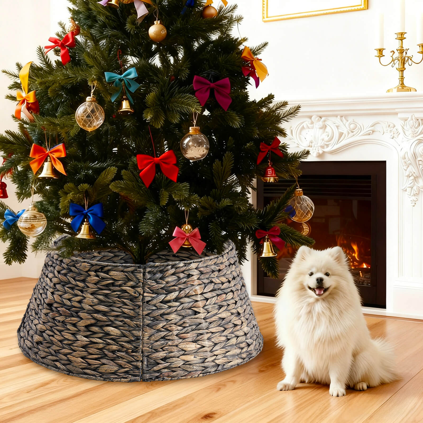 Hand-woven Christmas tree skirt Foldable -Tool-Free-Wrought Iron – sweetcrispy