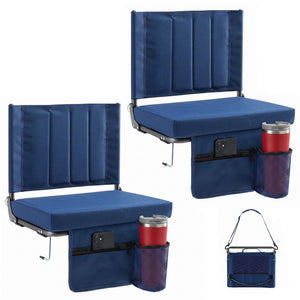 Sweetcrispy Stadium Seat with Back Support, Foldable Cushioned Portable Bleacher Chair for Sports Outdoor Events