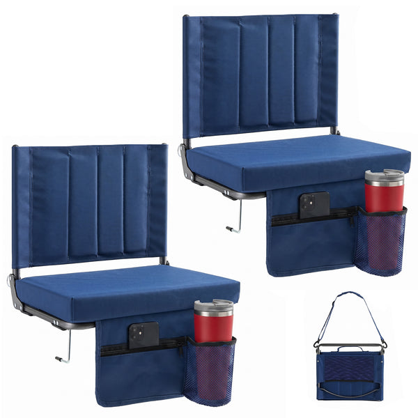 Sweetcrispy Stadium Seat with Back Support, Foldable Cushioned Portable Bleacher Chair for Sports Outdoor Events