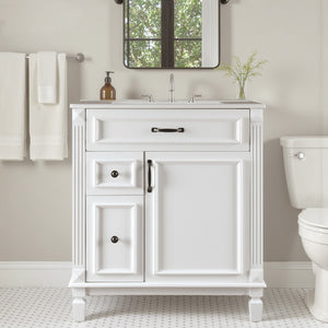 Sweetcrispy Freestanding Bathroom Vanity with Sink, 1 Door and Multiple Drawers