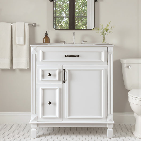 Sweetcrispy Freestanding Bathroom Vanity with Sink, 1 Door and Multiple Drawers