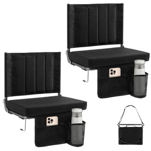 Sweetcrispy Stadium Seat with Back Support, Foldable Cushioned Portable Bleacher Chair for Sports Outdoor Events