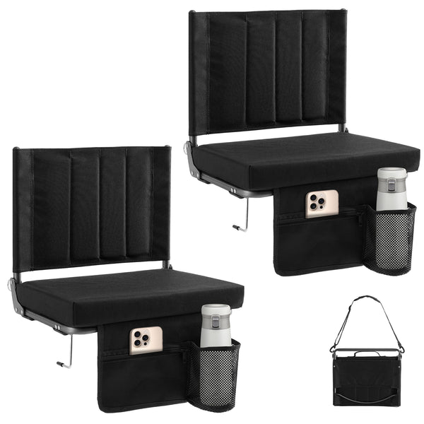Sweetcrispy Stadium Seat with Back Support, Foldable Cushioned Portable Bleacher Chair for Sports Outdoor Events