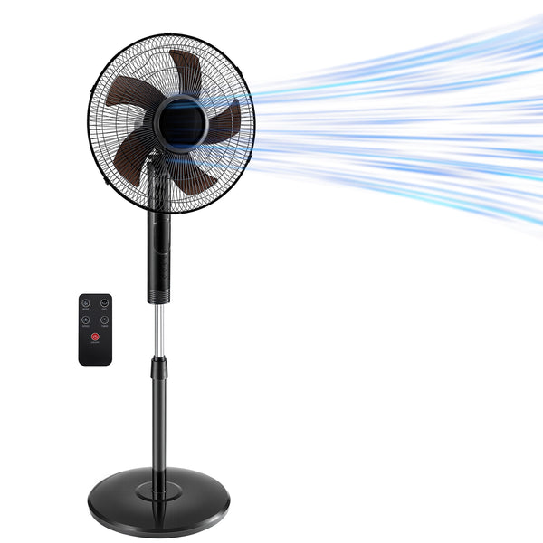 Sweetcrispy 16" Pedestal Fan with Remote, 3-Speed, 80° Oscillating, Height Adjustable, 15H Timer, Quiet Energy-Efficient