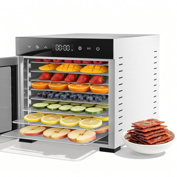 Sweetcrispy Food Dehydrator with 8 Stainless Trays for Homemade Snacks