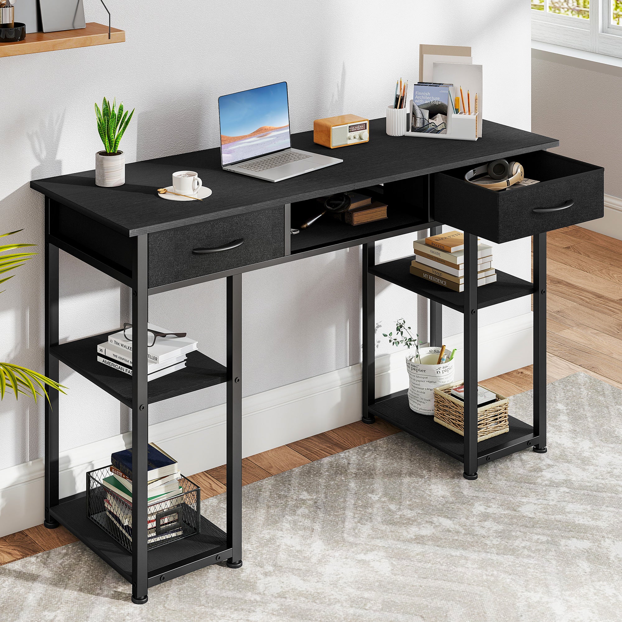Sweetcrispy 48-Inch Desk with 3 Drawers & Storage Shelf for Home Office – sweetcrispy