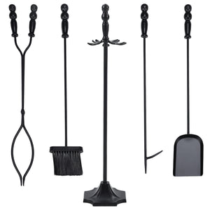 Sweetcrispy Professional 5-Piece Fireplace Tools Set with Heavy Base