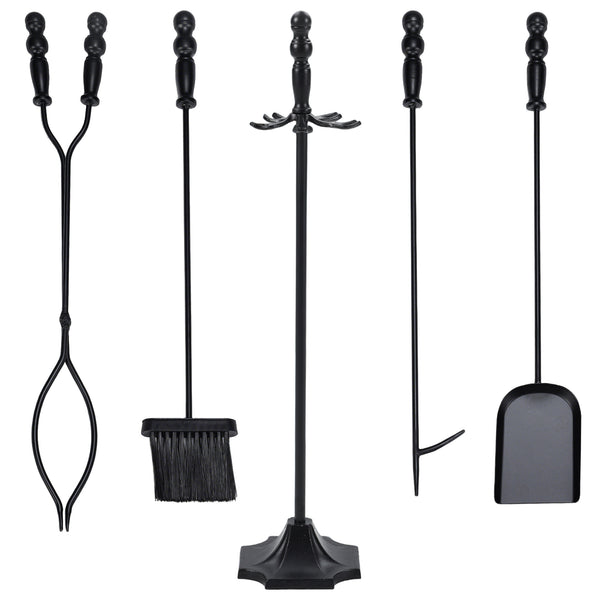 Sweetcrispy Professional 5-Piece Fireplace Tools Set with Heavy Base