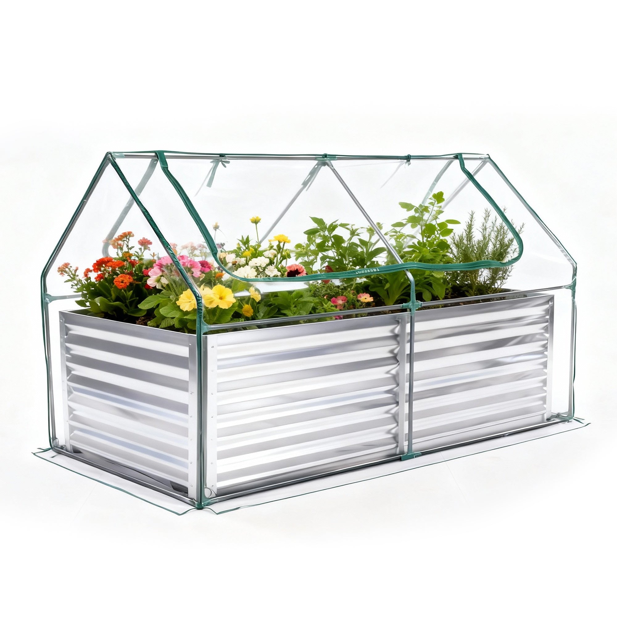 Sweetcrispy Mini Greenhouse Raised Garden Bed with Dual Roll-Up Windows – sweetcrispy