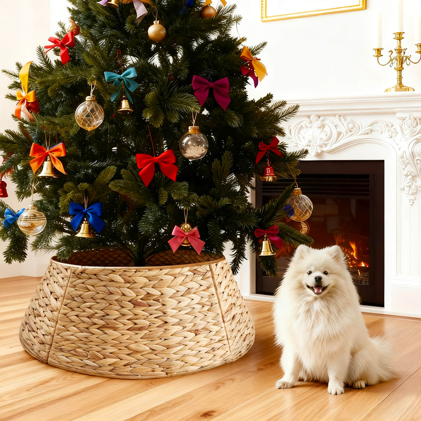 Hand-woven Christmas tree skirt Foldable -Tool-Free-Wrought Iron – sweetcrispy