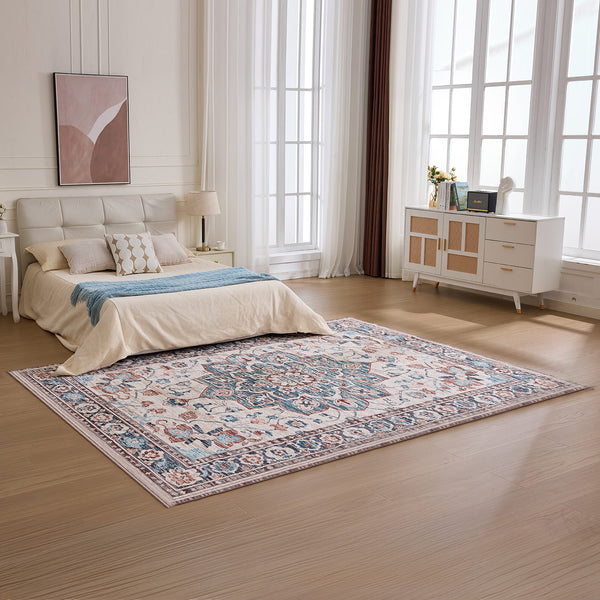 Sweetcrispy Washable Low-Pile Polyester Area Rug
