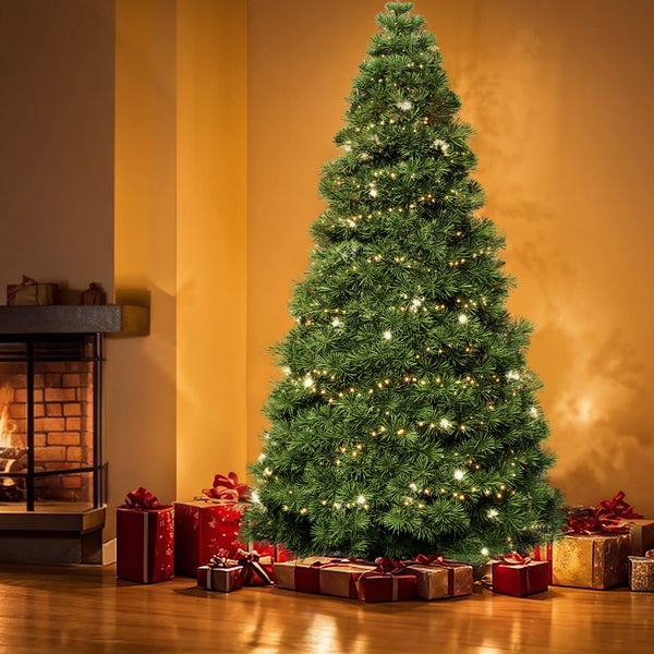 Sweetcrispy Luxury Pre-Decorated Artificial Fir Christmas Pencil Tree with Lights