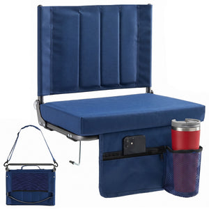 Sweetcrispy Stadium Seat with Back Support, Foldable Cushioned Portable Bleacher Chair for Sports Outdoor Events