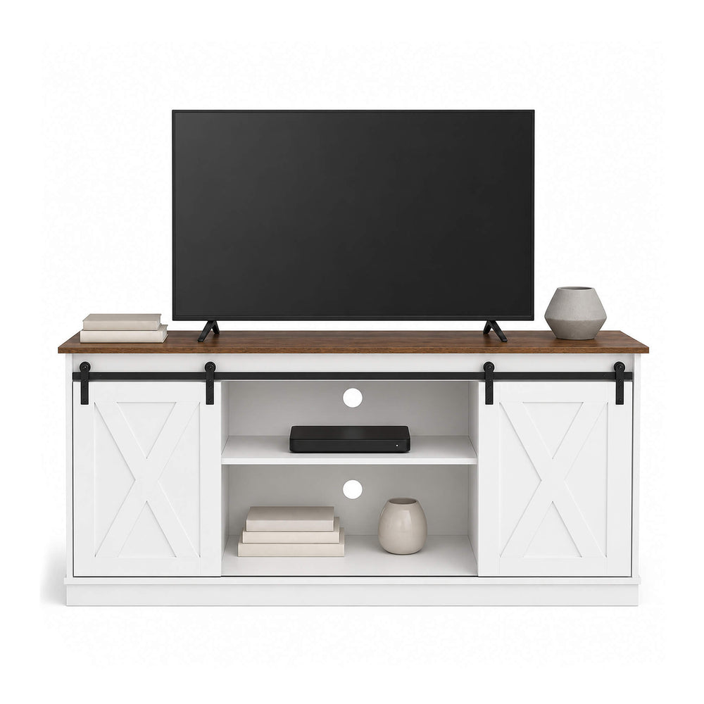 Sweetcrispy 58“ Sliding Barn Door TV Cabinet