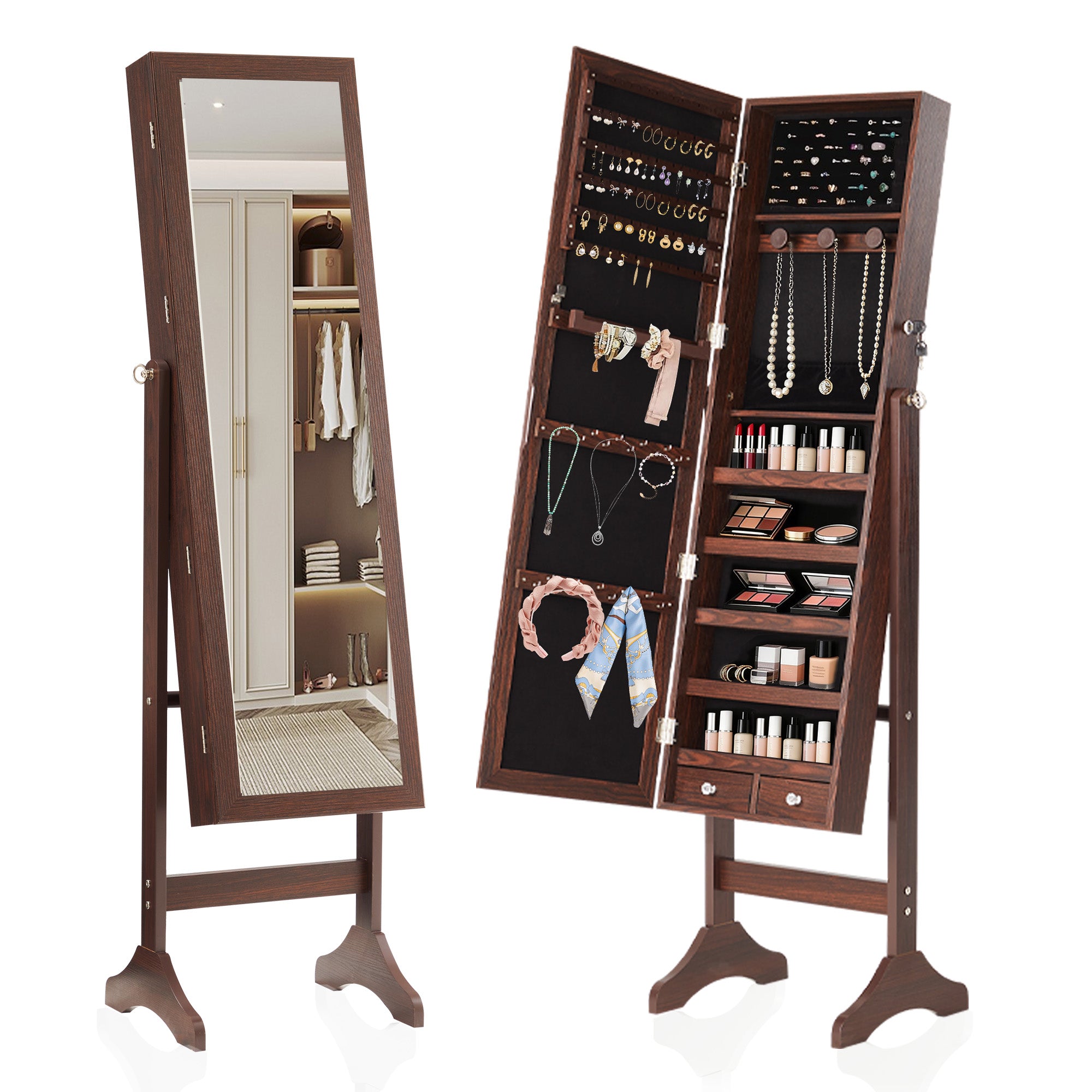 Sweetcrispy Freestanding Adjustable Full Length Mirror Jewelry Cabinet – sweetcrispy