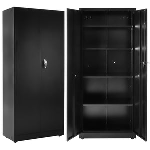 Sweetcrispy Lockable Metal Storage Cabinet with Wheels and Adjustable Shelves