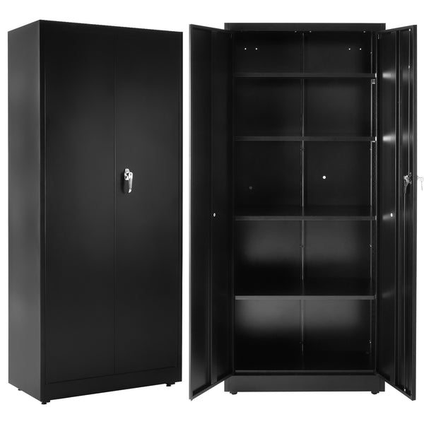 Sweetcrispy Lockable Metal Storage Cabinet with Wheels and Adjustable Shelves