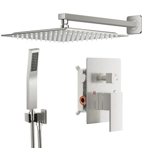 Sweetcrispy 304 Stainless Steel Wall Mount Shower Head and Handle Set, Anti-Rust, 360° Adjustable, Pressure Balanced, Temp Stable, High Flow Luxury Trim Kit‌