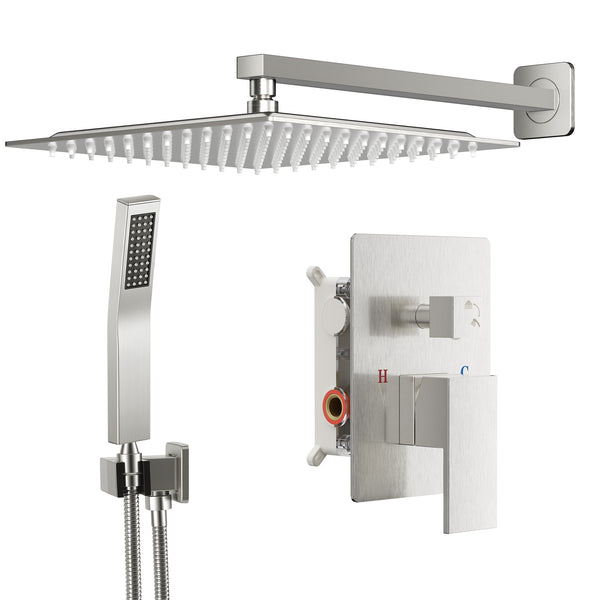 Sweetcrispy 304 Stainless Steel Wall Mount Shower Head and Handle Set, Anti-Rust, 360° Adjustable, Pressure Balanced, Temp Stable, High Flow Luxury Trim Kit‌