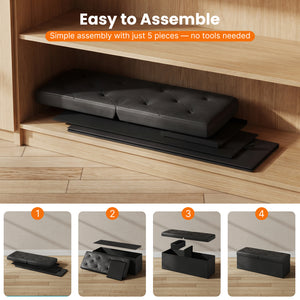 Sweetcrispy Storage Ottoman Bench with Dual Flip Lid, Faux Leather Entryway Bench for Living Room and Bedroom