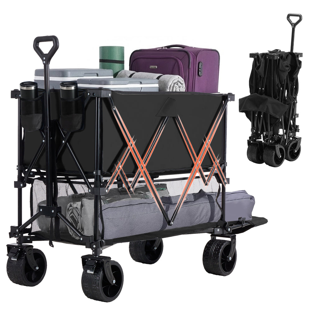 Sweetcrispy HaulMaster 400L Folding Wagon Cart for Camping and Outdoor Use