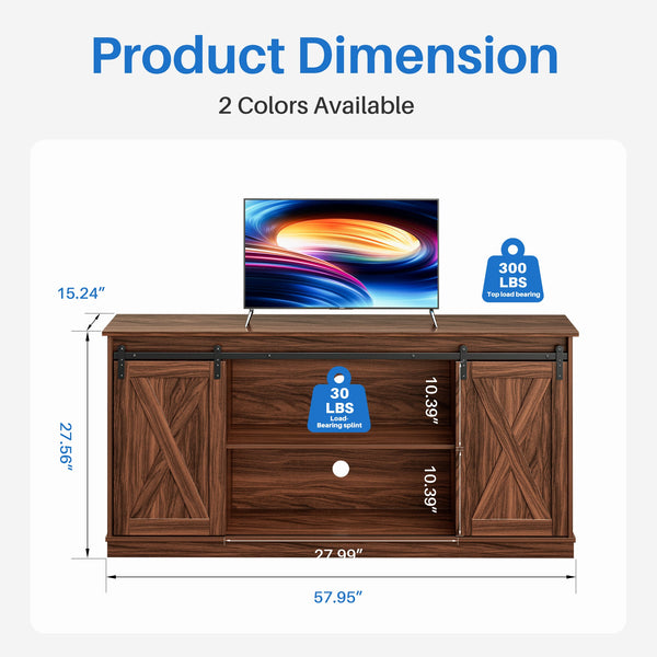 EDX TV Stand for 32-65 Inch TV Farmhouse Entertainment Center with Storage Cabinets