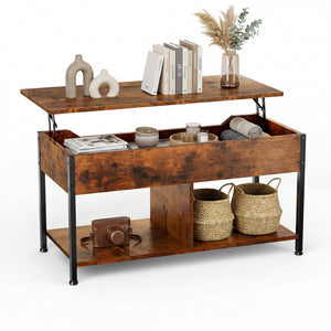 Sweetcrispy Adjustable Lift-Top Coffee Table with Storage for Living Room