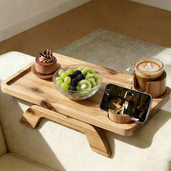 SWEETCRISPY Sofa Arm Tray - Stable Organizer for Drinks Snacks Remote, Universal Fit for Couch Armrests, Non-Slip Design, Easy Install