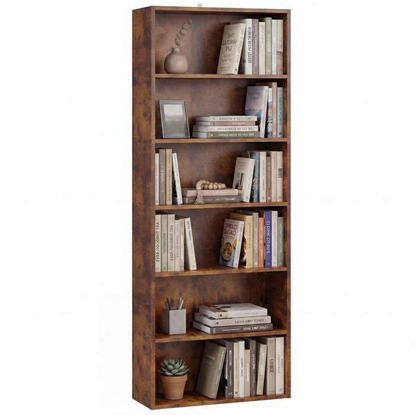 Sweetcrispy Adjustable Bookshelf, Freestanding Bookcase with Storage