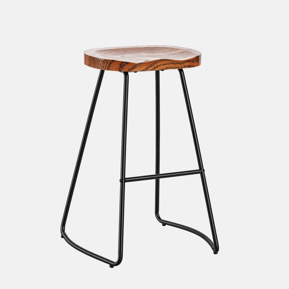 Sweetcrispy Wooden Counter Height Bar Stool with Metal Frame & Footrest