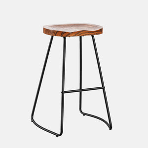 Sweetcrispy Wooden Counter Height Bar Stool with Metal Frame & Footrest