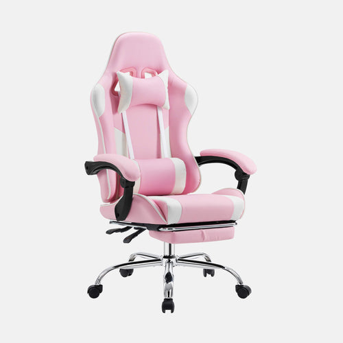 Sweetcrispy Gaming Chair with Footrest Upholstered Armrests for Home Office