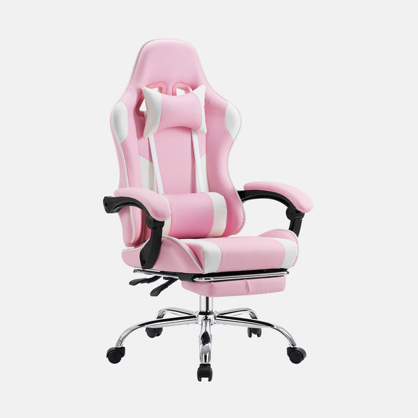 Sweetcrispy Gaming Chair with Footrest Upholstered Armrests for Home Office