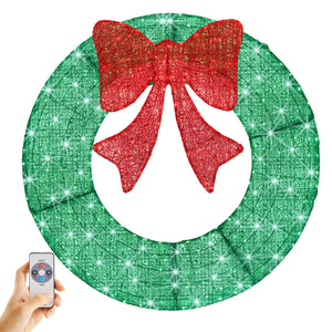 Sweetcrispy Illuminated Christmas Wreath - Outdoor Holiday Decor with Remote