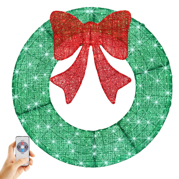 Sweetcrispy Illuminated Christmas Wreath - Outdoor Holiday Decor with Remote