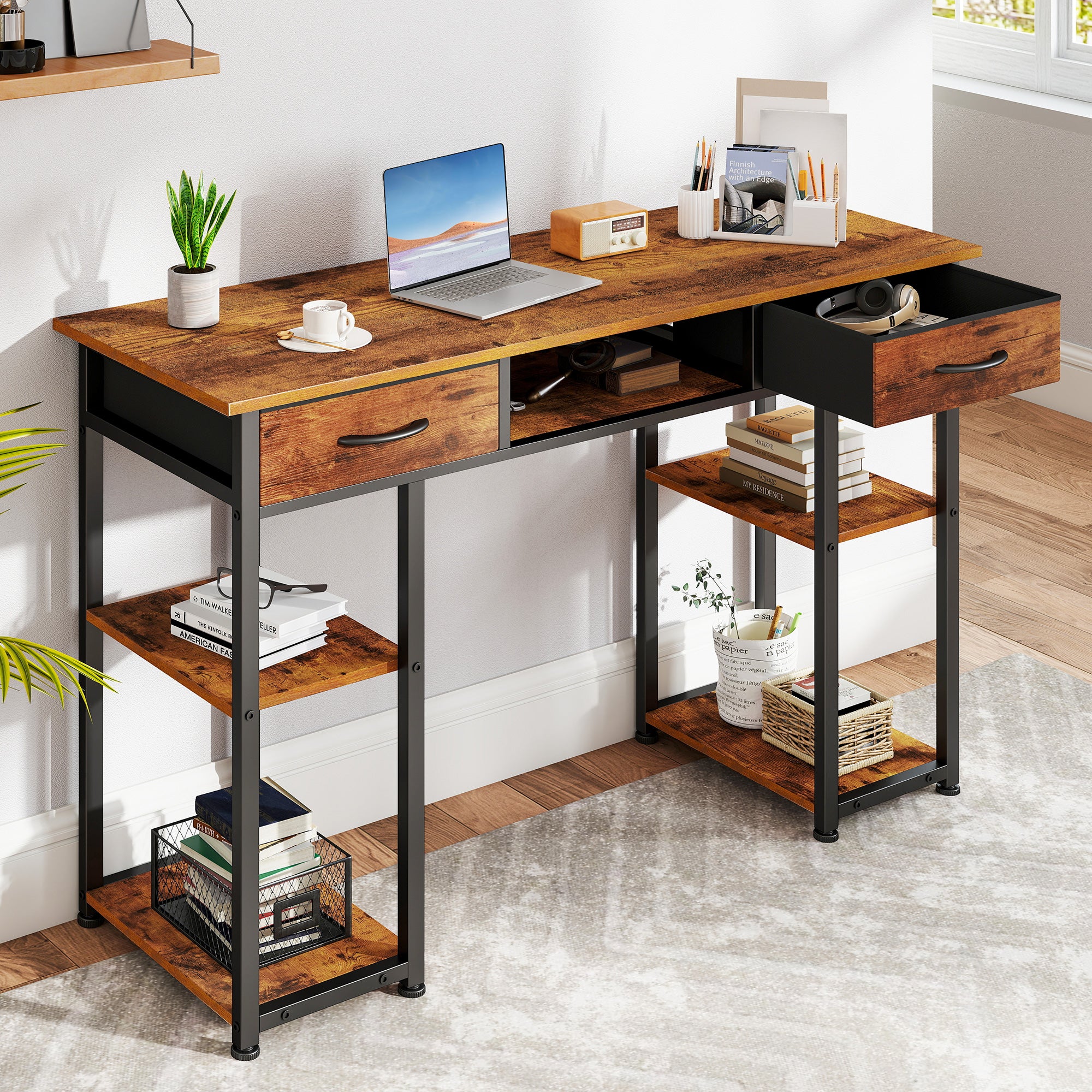 Sweetcrispy 48-Inch Desk with 3 Drawers & Storage Shelf for Home Office – sweetcrispy