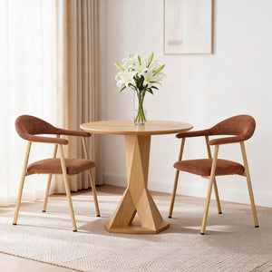 Sweetcrispy Upholstered Dining Chairs, Wood-Look Finish with Sturdy Metal Frame, Set of 2