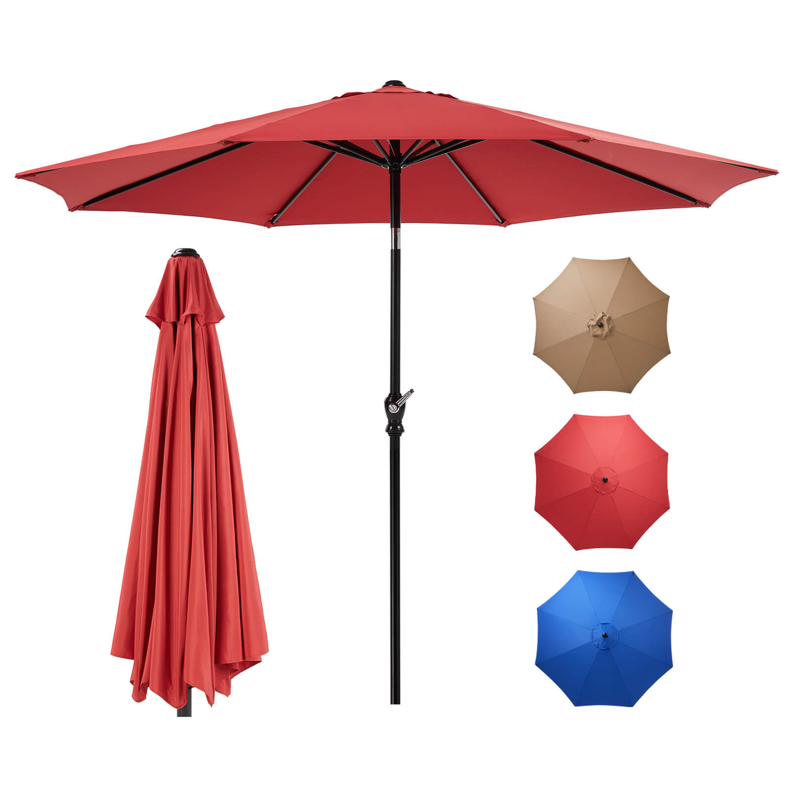 Sweetcrispy Patio Sunshade, 9 Feet with 8 Bones for Patios, Pools – sweetcrispy